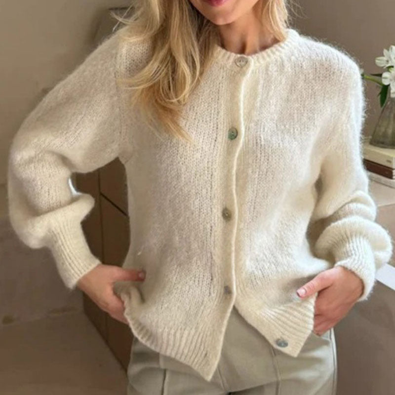 Minimalist Winter Solid Color Knit Cardigan