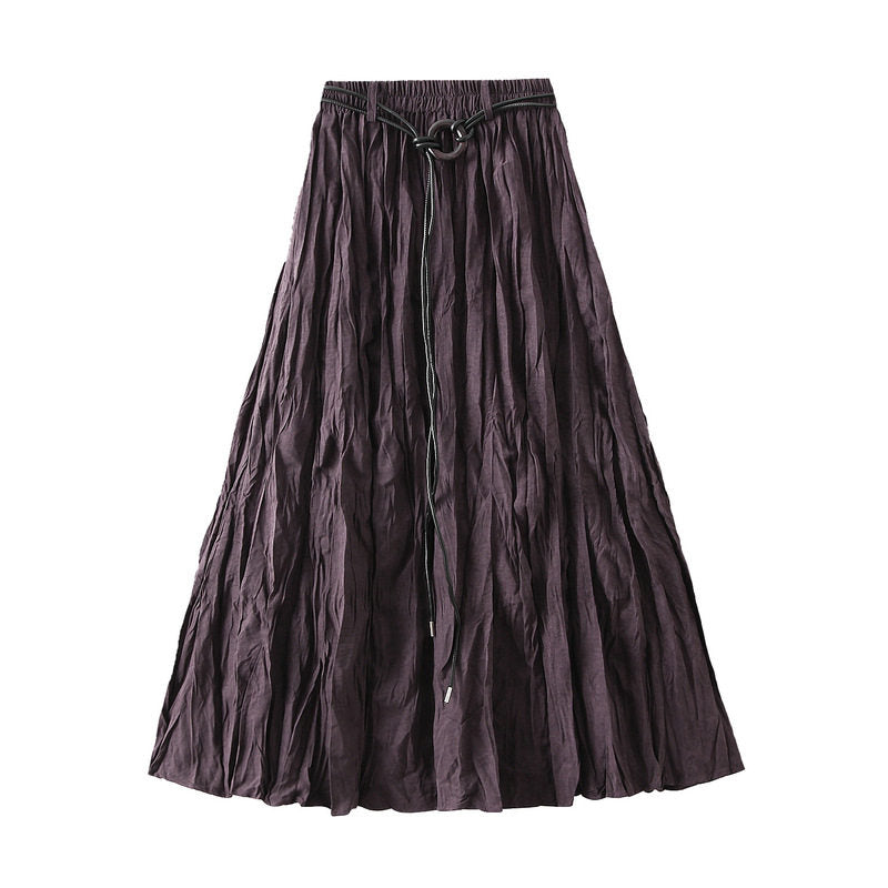 High Waist Pleated Midi Skirt