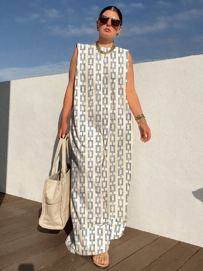 Loose Sleeveless Printed Split-Joint Jumpsuits Bottoms