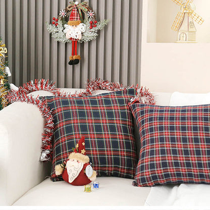Vintage Christmas Plaid Throw Pillow Covers