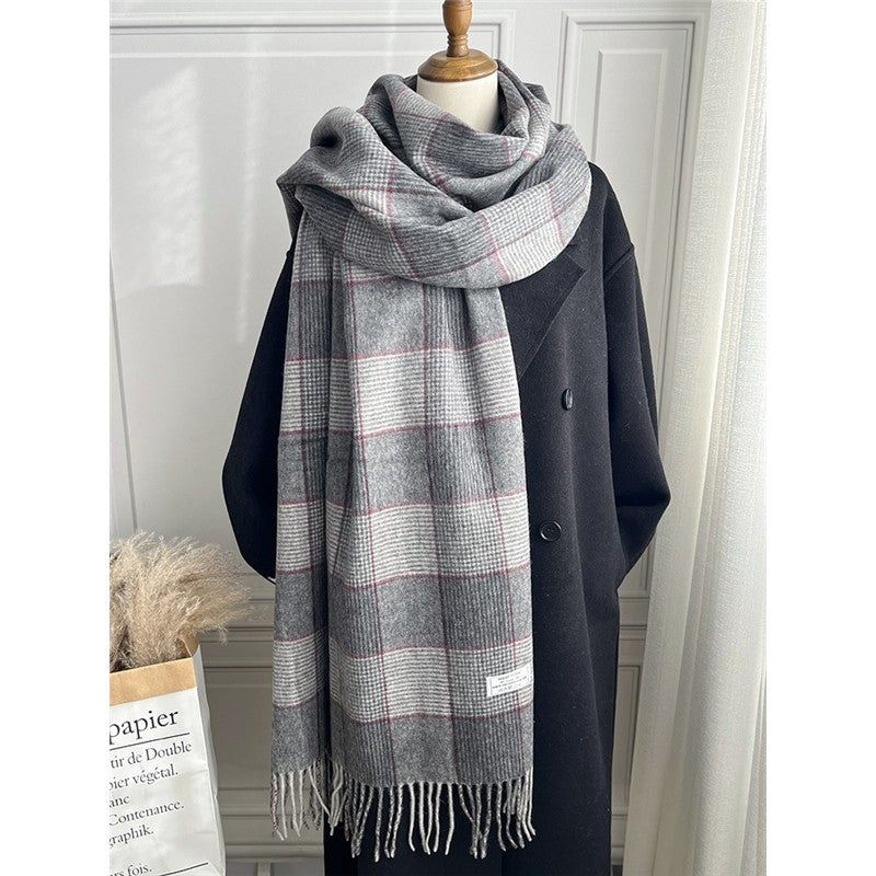 Fringed Plaid Shawl Scarf