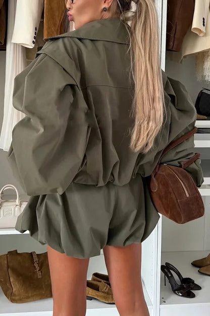 Fashion Style High Rise Elastic Waist Pocketed Bloomer Shorts