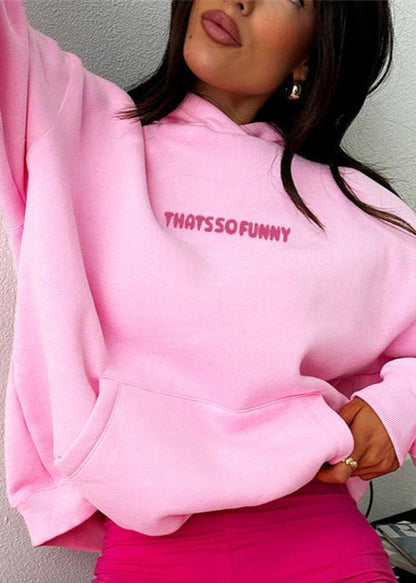 Fleece Hooded Pullover For Women With Bold Print