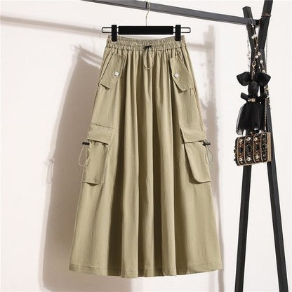 Casual Slim A-Line Drawstring High Waist Skirt