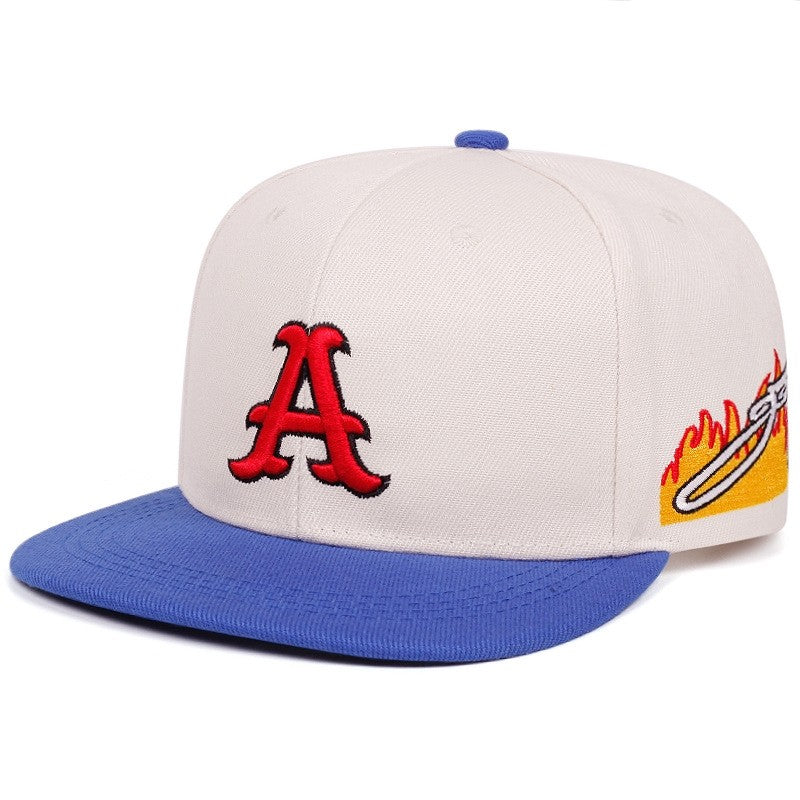 Red Letter Flat Brim Baseball Cap Unisex Outdoor Sun Hat