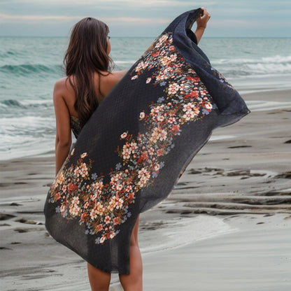 Scarvii - Floral Print Square Scarf