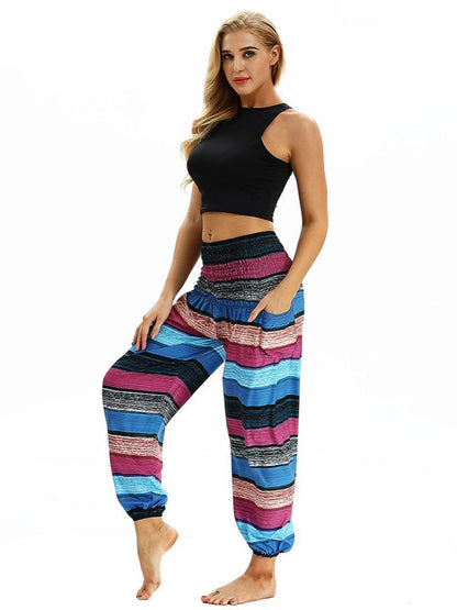 Women'S Casual Light Lantern Stripe Dance Pants Popular In Autumn Yoga Loose Pants