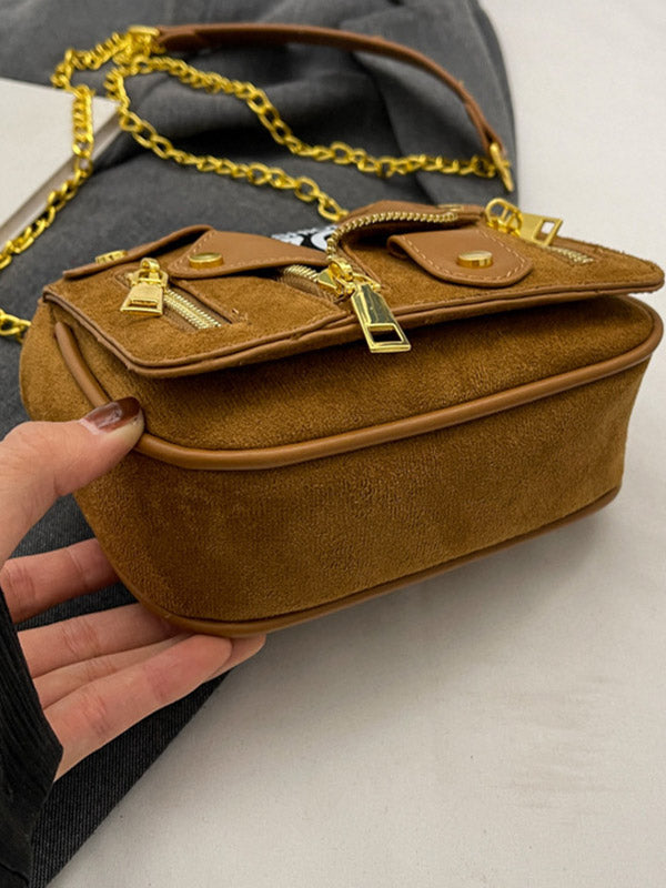Chains Geometric Zipper Bags Crossbody Bags Handbags