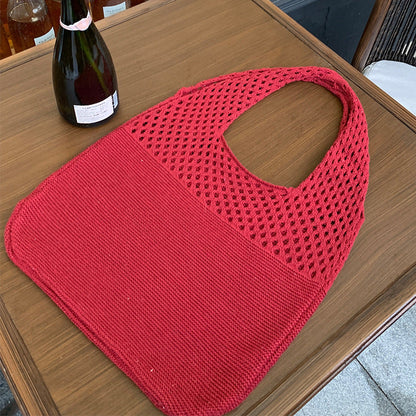 Crochet Tote Bag Women's Shoulder Bag With Mesh