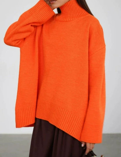 Casual High Neck Solid Color Pullover Sweater
