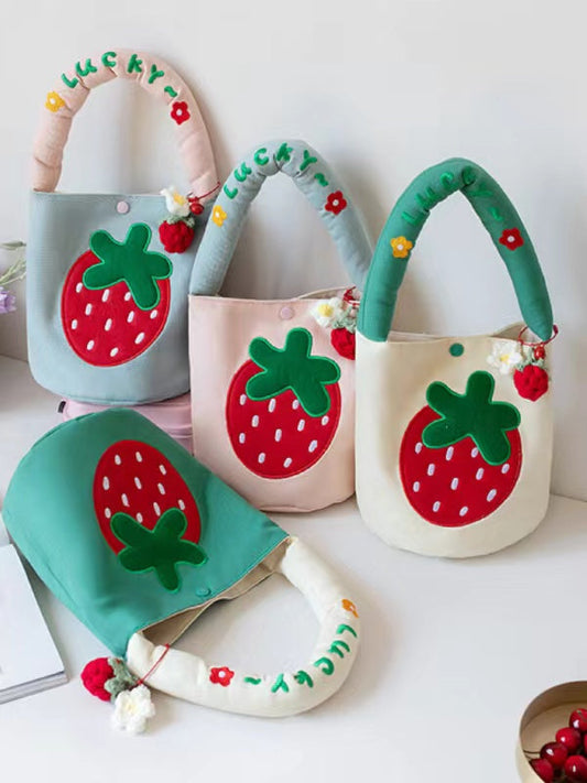 Cartoon Strawberry Bucket Bag