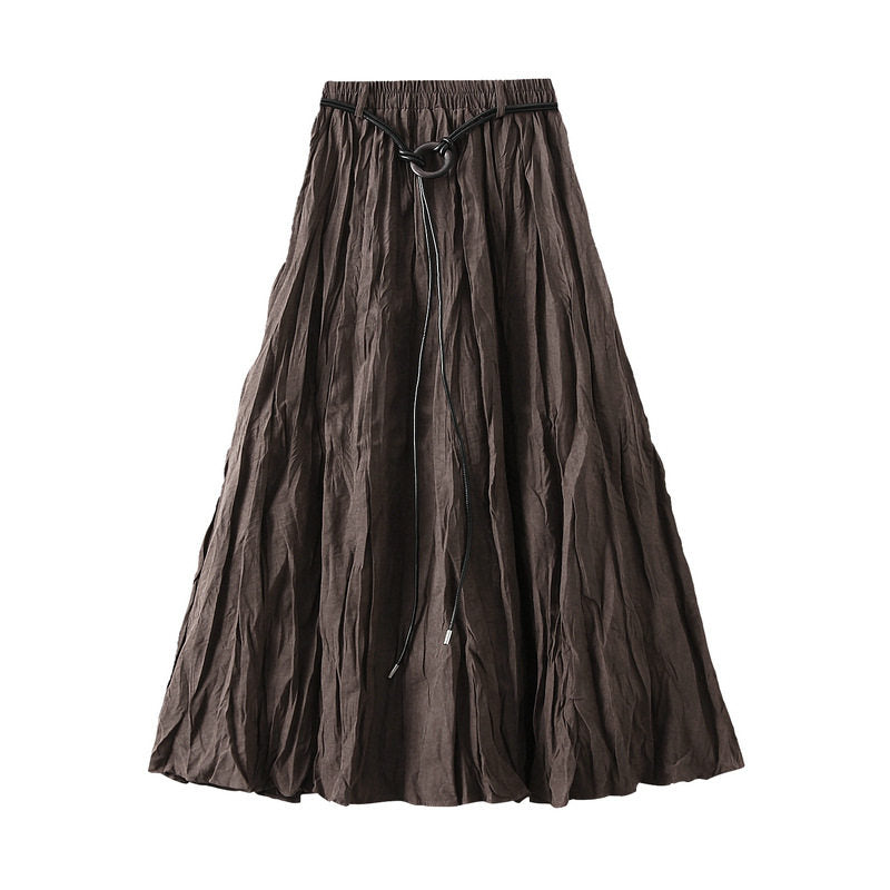High Waist Pleated Midi Skirt