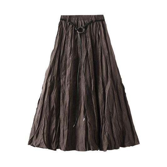 High Waist Pleated Midi Skirt
