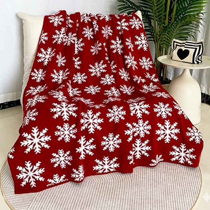Christmas Snowflake Reversible Soft Throw Knit Blanket