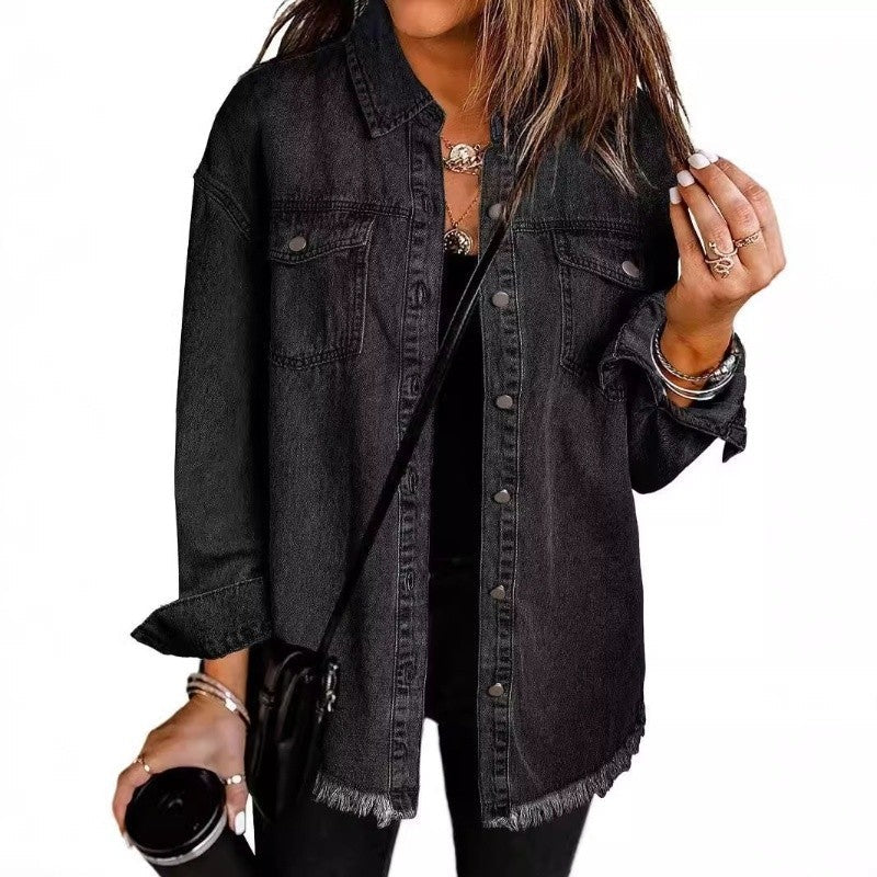 Solid Color Denim Shirt