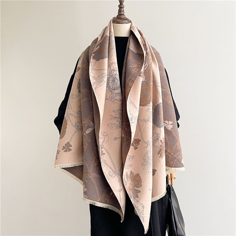 Jacquard Fringed Cashmere-Like Scarf