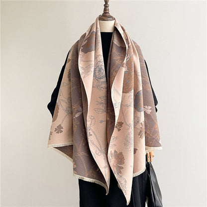 Jacquard Fringed Cashmere-Like Scarf