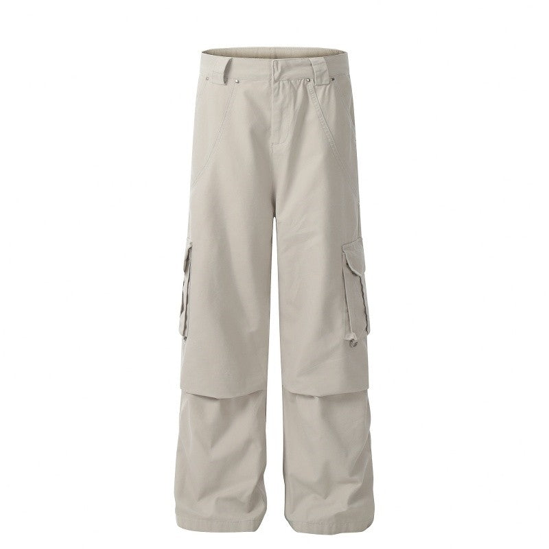 High-Waist Straight Leg Cargo Pants Cotton Loose Fit Women's Casual