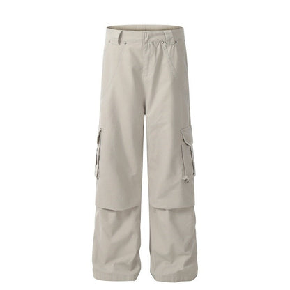 High-Waist Straight Leg Cargo Pants Cotton Loose Fit Women's Casual