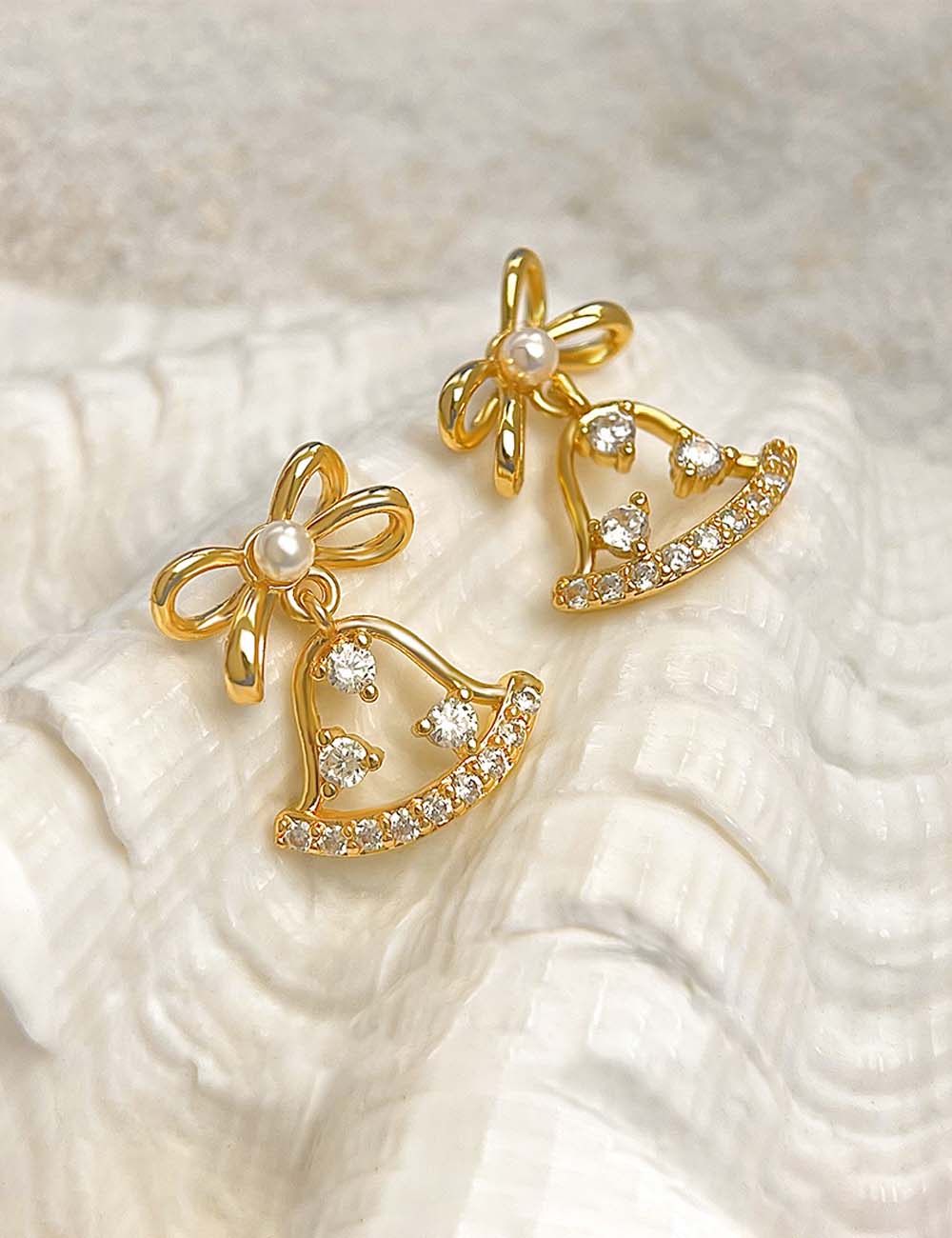 Elegant Hollow Bow Knot Bell Dangle Earring