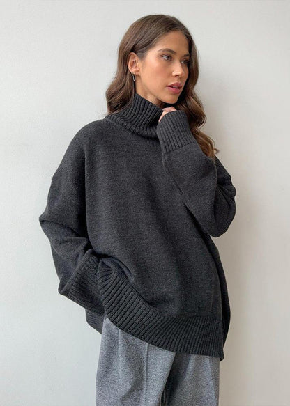 Oversized Knit Sweater Soft Fabric Turtleneck