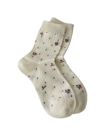 Rufia - Retro Floral Mid-calf Socks