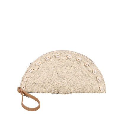 Cosbai - Straw Clutch Handheld Bag With Shell
