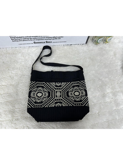 Cosbai - Knitted Shoulder Bag with Retro Style Featuring Drawstrings