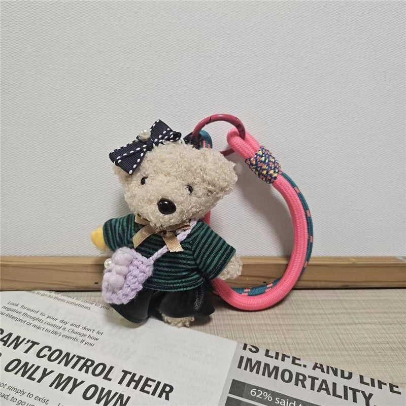 Cute Plush Teddy Bear Keychain Crossbody Bag