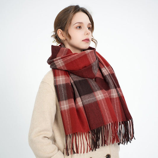 Plaid Fringe Shawl Scarf