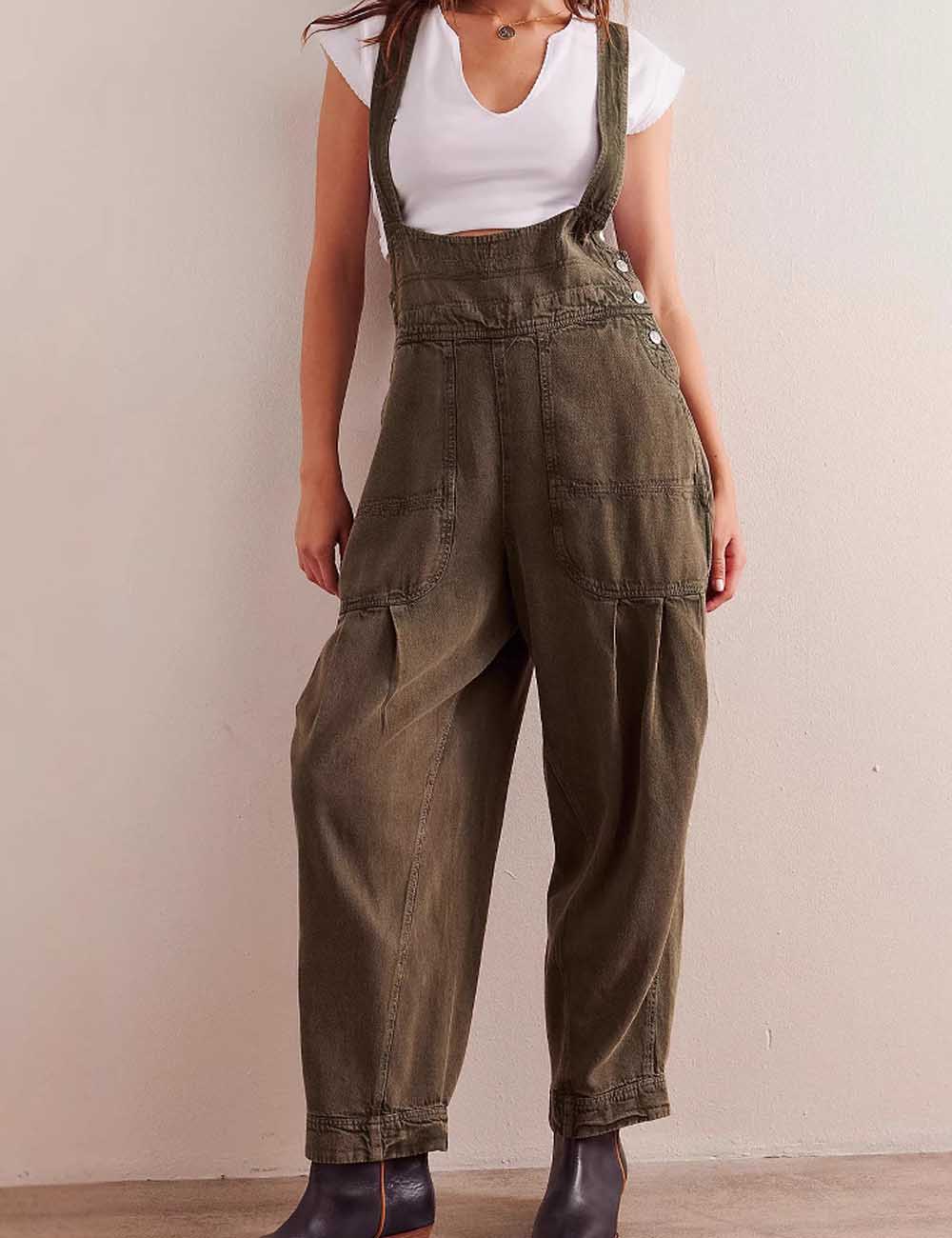 Trendy Loose Barrel Leg Adjustable Strap Overalls