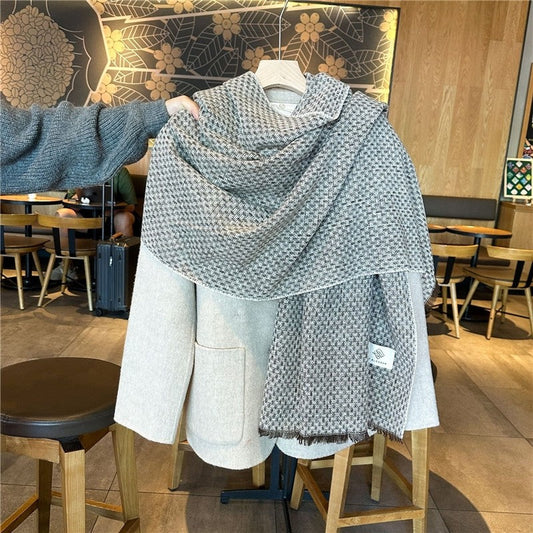Plaid Fringe Warm Scarf
