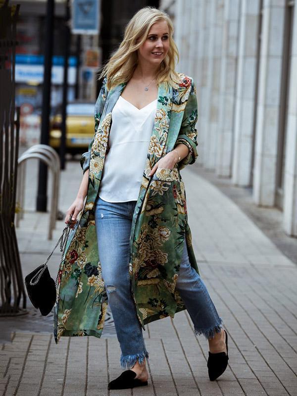 Fashion Floral Printed Cover-Up Outwear