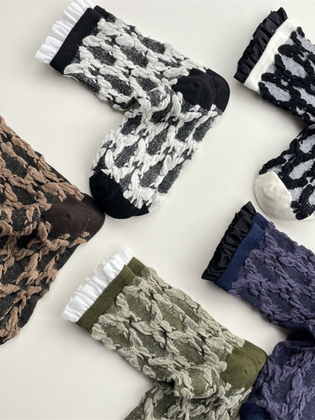 Rufia -  Butterfly Pattern Mid-calf Socks with Retro Style