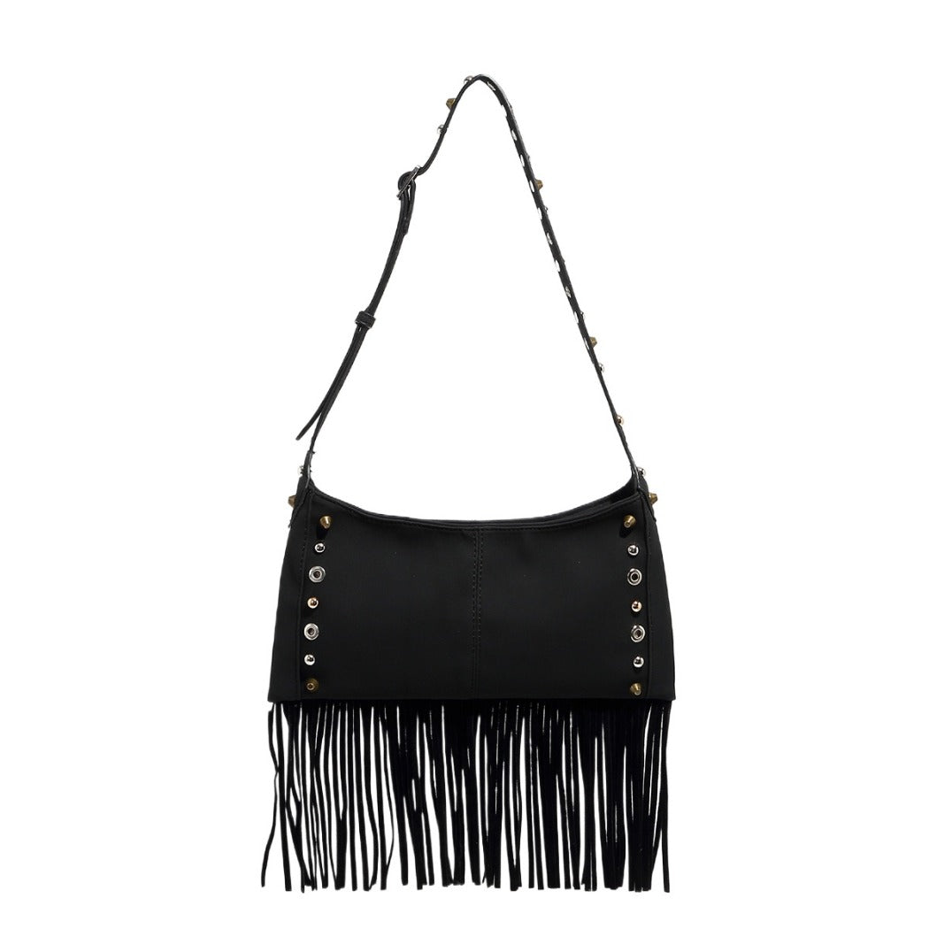 Cosbai - Boho Punk Fringe Shoulder Bag - Blod &amp; Classic