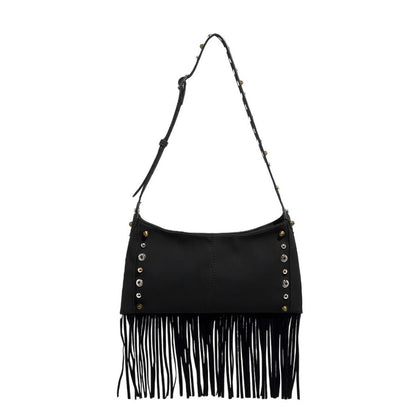Cosbai - Boho Punk Fringe Shoulder Bag - Blod &amp; Classic