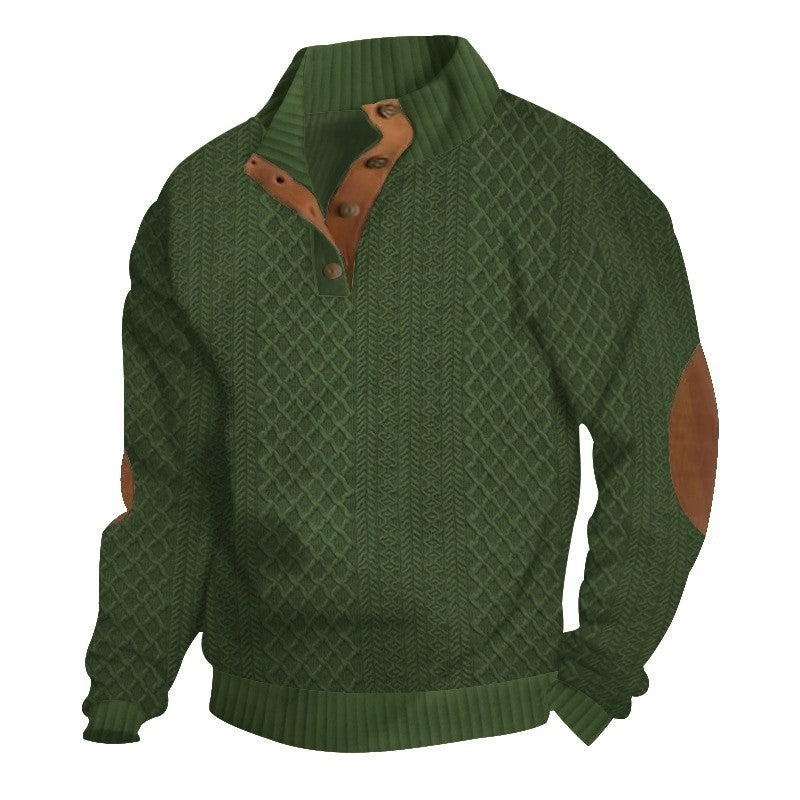 Stand Collar Long Sleeve Jacquard Knit Sweater