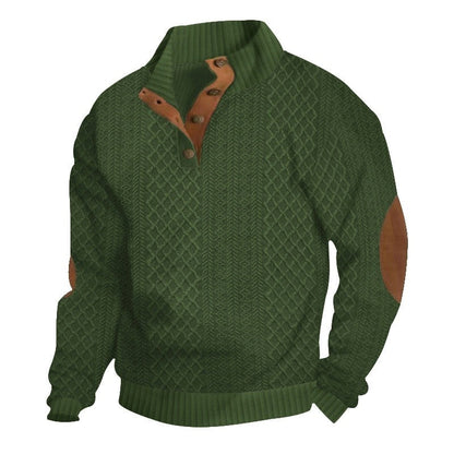 Stand Collar Long Sleeve Jacquard Knit Sweater