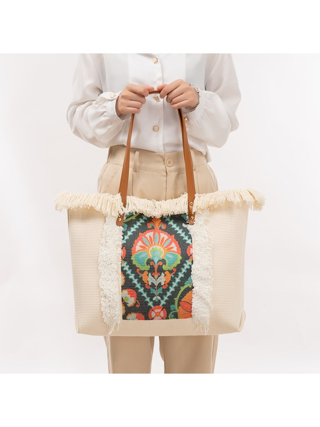 Cosbai - Boho Fringe Tote Bag