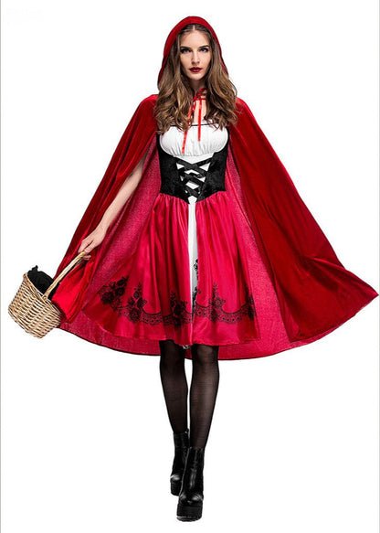 Red Riding Hood Costume Dress With Satin Cape