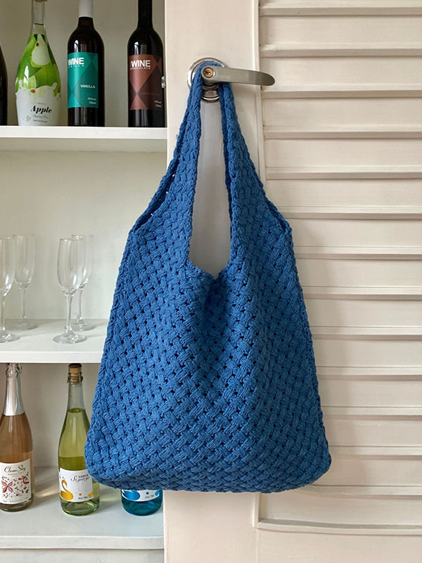 Hollow Solid Color Storage Tote Bags