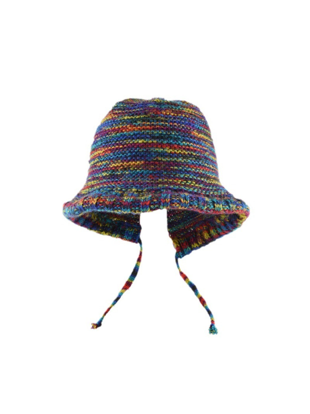 Haila - Rainbow Striped Knitted Beanie with Earflaps
