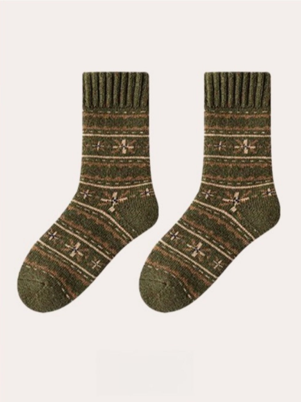 Rufia - Thick Bohemian Pattern Mid-Calf Socks - Soft &amp; Warm