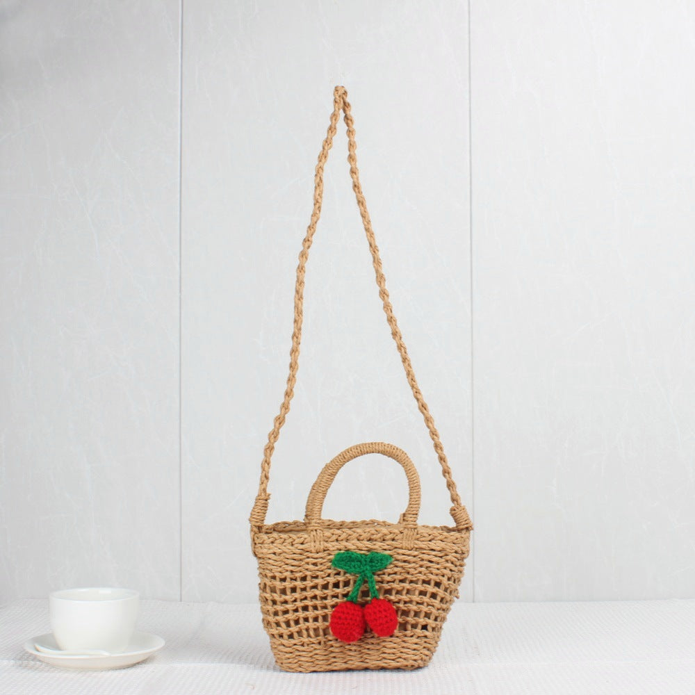 Crochet Market Bag Cherry Crossbody Bag