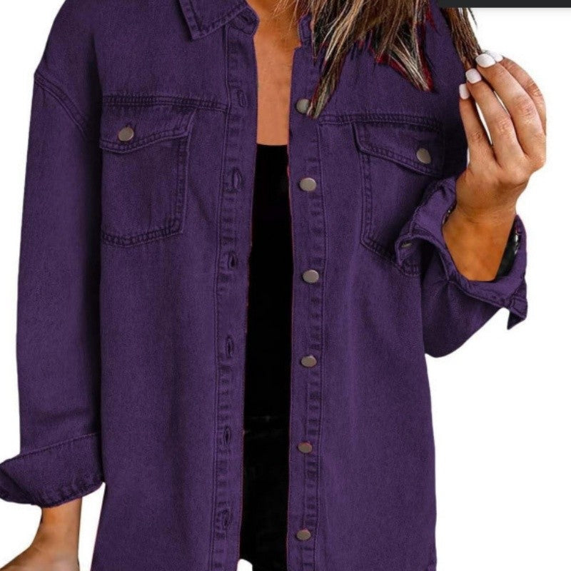 Solid Color Denim Shirt