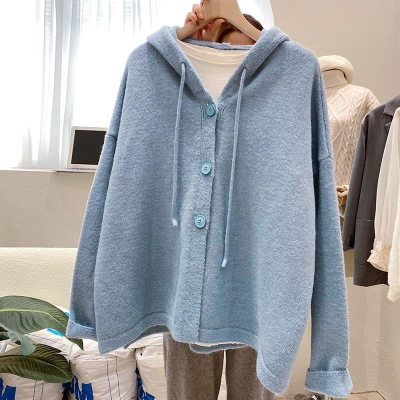 Women's Hooded Knit Cardigan Short Spring Sweater