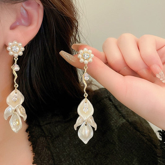 Zircon Pearl Shell Earrings