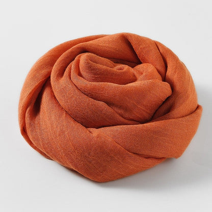 Solid Color Cotton And Linen Beach Long Scarf
