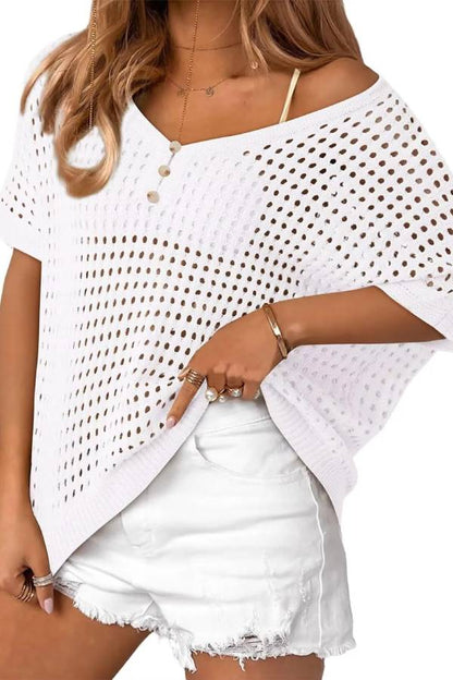 Women's Summer Hollow Out Crochet Knit Tops Beach Coverup