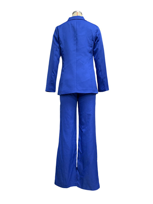Long Sleeves Wrap Solid Color Deep V-Neck Cardigan&Pants Suits